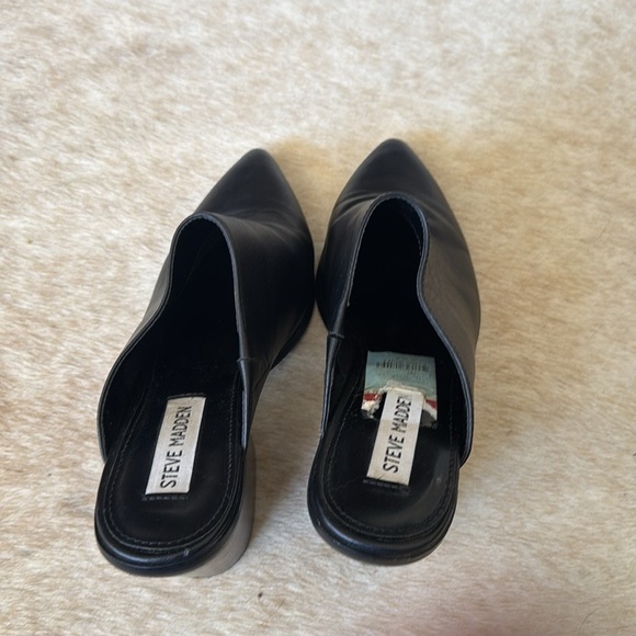 Steve Madden Savina black leather Heeled Mules size 8.5 - Picture 5 of 8
